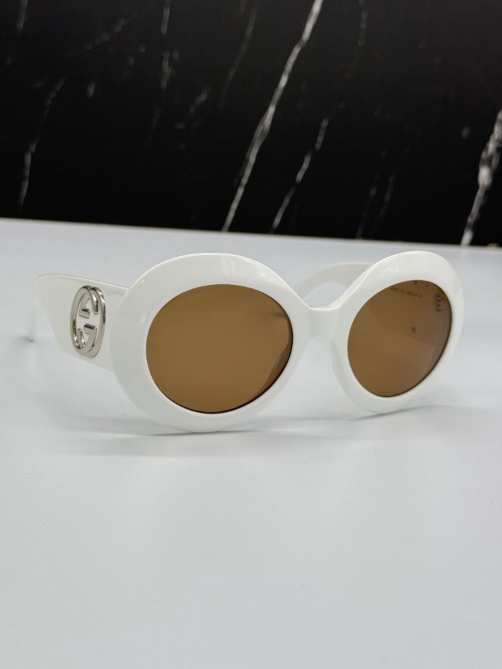 NEW GUCCI GG1647S 003 SUNGLASSES WHITE BROWN ROUND WOMEN EYEWEAR GUCCI - Picture 6 of 11